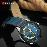 Top Brand Mens Quartz Watches Blue Creative Unique Fashion Design Wrist watch Leather Strap Date Week Clock Reloj Male - one46.com.au