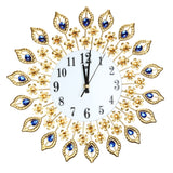 Large Wall clock Luxury Peacock Diamond Metal Crystal Digital Needle Clocks for Living Room Home Decoration Large Wall Clock - one46.com.au