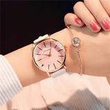 Polygonal dial design women watches luxury fashion dress quartz watch ulzzang popular brand white ladies leather wristwatch - one46.com.au