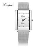 Women Bracelet Watch Silver Square Luxury Crystal Alloy WristWatches Lvpai Brand Women Fashion Men Watch Quartz Dropshiping - one46.com.au