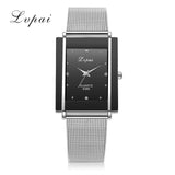 Women Bracelet Watch Silver Square Luxury Crystal Alloy WristWatches Lvpai Brand Women Fashion Men Watch Quartz Dropshiping - one46.com.au