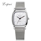 Women Bracelet Watch Silver Square Luxury Crystal Alloy WristWatches Lvpai Brand Women Fashion Men Watch Quartz Dropshiping - one46.com.au
