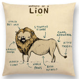 TBONTB Funny Animals Anatomy Flamingo Fox Dachshund Giraffe Hedgehog Lion Pug Squirrel Cushion Cover Sofa Throw Pillow Case - one46.com.au