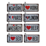 Vintage Metal Tin Sign I Love Bed Slogan Style Retro Plaque Poster Bar Pub Club Wall Tavern Garage Home Decoration 15*30cm - one46.com.au