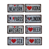 Vintage Metal Tin Sign I Love Bed Slogan Style Retro Plaque Poster Bar Pub Club Wall Tavern Garage Home Decoration 15*30cm - one46.com.au