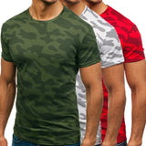 Camo Military Army Summer Muscle Tee Men's T Shirt Curved Hem Short Sleeve HipHop 3XL Casual Male Top Irregular Pattern - one46.com.au
