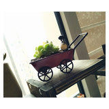Vintage Iron Plant Pot Home Decoration Accessories Retro Cart Model Figurines Mini Cart Miniature Desktop Props Vase Flower Pot - one46.com.au