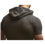 Summer Men's Hoodie T Shirts Muscle Tee Short Sleeve Zipper Cotton Slim Fitness Tshirt Bodybuilding Hooded Male Tops HipHop 3XL - one46.com.au