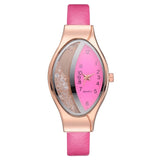 Women Bracelet Watch Gold Fashion Luxury Stainless Steel Wrist Watch Rhinestone Ellipse Creative Ladies Dress Quartz Watch - one46.com.au