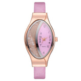 Women Bracelet Watch Gold Fashion Luxury Stainless Steel Wrist Watch Rhinestone Ellipse Creative Ladies Dress Quartz Watch - one46.com.au