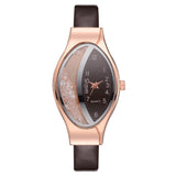Women Bracelet Watch Gold Fashion Luxury Stainless Steel Wrist Watch Rhinestone Ellipse Creative Ladies Dress Quartz Watch - one46.com.au