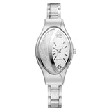 Women Bracelet Watch Gold Fashion Luxury Stainless Steel Wrist Watch Rhinestone Ellipse Creative Ladies Dress Quartz Watch - one46.com.au