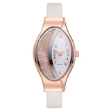 Women Bracelet Watch Gold Fashion Luxury Stainless Steel Wrist Watch Rhinestone Ellipse Creative Ladies Dress Quartz Watch - one46.com.au
