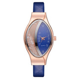 Women Bracelet Watch Gold Fashion Luxury Stainless Steel Wrist Watch Rhinestone Ellipse Creative Ladies Dress Quartz Watch - one46.com.au