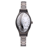 Women Bracelet Watch Gold Fashion Luxury Stainless Steel Wrist Watch Rhinestone Ellipse Creative Ladies Dress Quartz Watch - one46.com.au