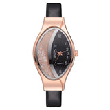 Women Bracelet Watch Gold Fashion Luxury Stainless Steel Wrist Watch Rhinestone Ellipse Creative Ladies Dress Quartz Watch - one46.com.au