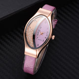 Women Bracelet Watch Gold Fashion Luxury Stainless Steel Wrist Watch Rhinestone Ellipse Creative Ladies Dress Quartz Watch - one46.com.au
