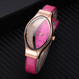 Women Bracelet Watch Gold Fashion Luxury Stainless Steel Wrist Watch Rhinestone Ellipse Creative Ladies Dress Quartz Watch - one46.com.au