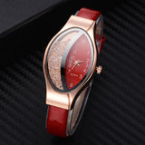 Women Bracelet Watch Gold Fashion Luxury Stainless Steel Wrist Watch Rhinestone Ellipse Creative Ladies Dress Quartz Watch - one46.com.au