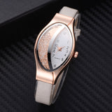 Women Bracelet Watch Gold Fashion Luxury Stainless Steel Wrist Watch Rhinestone Ellipse Creative Ladies Dress Quartz Watch - one46.com.au