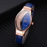 Women Bracelet Watch Gold Fashion Luxury Stainless Steel Wrist Watch Rhinestone Ellipse Creative Ladies Dress Quartz Watch - one46.com.au