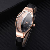 Women Bracelet Watch Gold Fashion Luxury Stainless Steel Wrist Watch Rhinestone Ellipse Creative Ladies Dress Quartz Watch - one46.com.au