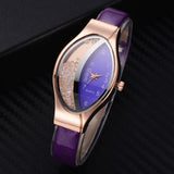 Women Bracelet Watch Gold Fashion Luxury Stainless Steel Wrist Watch Rhinestone Ellipse Creative Ladies Dress Quartz Watch - one46.com.au
