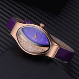 Women Bracelet Watch Gold Fashion Luxury Stainless Steel Wrist Watch Rhinestone Ellipse Creative Ladies Dress Quartz Watch - one46.com.au