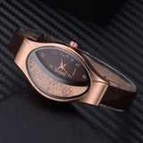 Women Bracelet Watch Gold Fashion Luxury Stainless Steel Wrist Watch Rhinestone Ellipse Creative Ladies Dress Quartz Watch - one46.com.au