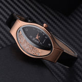 Women Bracelet Watch Gold Fashion Luxury Stainless Steel Wrist Watch Rhinestone Ellipse Creative Ladies Dress Quartz Watch - one46.com.au