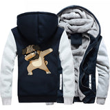 Hip-hop sportswear tracksuits 2019 winter Novelty Dabbing Pug hooded jackets Men casual wool liner keep warm sweatshirts hoodies - one46.com.au