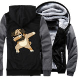 Hip-hop sportswear tracksuits 2019 winter Novelty Dabbing Pug hooded jackets Men casual wool liner keep warm sweatshirts hoodies - one46.com.au