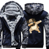 Hip-hop sportswear tracksuits 2019 winter Novelty Dabbing Pug hooded jackets Men casual wool liner keep warm sweatshirts hoodies - one46.com.au