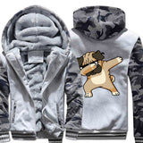 Hip-hop sportswear tracksuits 2019 winter Novelty Dabbing Pug hooded jackets Men casual wool liner keep warm sweatshirts hoodies - one46.com.au