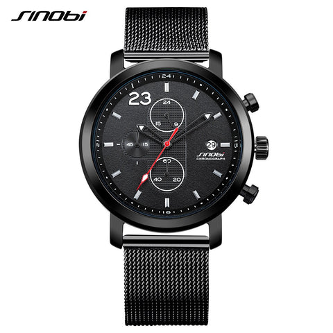 SINOBI Top Brand Men's Chronograph Sport Watches Auto Date Military Men's Watch Men Watch Waterproof Watches Clock reloj hombre - one46.com.au