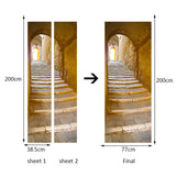 2Pcs/set Stone Steps Door Stickers European Style Wall Sticker for Bedroom Living Room Decor Poster PVC Waterproof Decal - one46.com.au