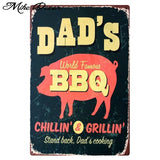 [ Mike86 ] BBQ ZONE Grill DADS BARBECUE TIME Metal Signs Antique Pub Room Hotel Party Decor Retro Wall Painting Plaque  FG-223 - one46.com.au