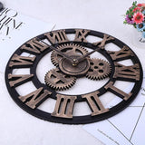 European Style Wall Clock Vintage Creative Round Wooden Wall Clock Home Office Cafe Hanging Home Decoration Clock - one46.com.au