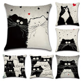 New Cartoon Cat Linen Cushion Cover 45X45cm Pillow Case Home Decorative Pillows Cover For Sofa Car Cojines - one46.com.au