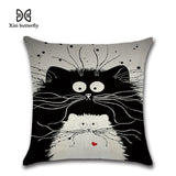 New Cartoon Cat Linen Cushion Cover 45X45cm Pillow Case Home Decorative Pillows Cover For Sofa Car Cojines - one46.com.au