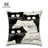 New Cartoon Cat Linen Cushion Cover 45X45cm Pillow Case Home Decorative Pillows Cover For Sofa Car Cojines - one46.com.au