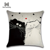 New Cartoon Cat Linen Cushion Cover 45X45cm Pillow Case Home Decorative Pillows Cover For Sofa Car Cojines - one46.com.au