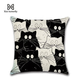 New Cartoon Cat Linen Cushion Cover 45X45cm Pillow Case Home Decorative Pillows Cover For Sofa Car Cojines - one46.com.au