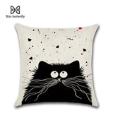 New Cartoon Cat Linen Cushion Cover 45X45cm Pillow Case Home Decorative Pillows Cover For Sofa Car Cojines - one46.com.au