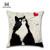 New Cartoon Cat Linen Cushion Cover 45X45cm Pillow Case Home Decorative Pillows Cover For Sofa Car Cojines - one46.com.au