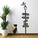 2018 Cute Nordic Style Street Lights Signs Cat Wall Sticker Waterproof Removable Kids Room Wall Stickers Decals Home Decoration - one46.com.au