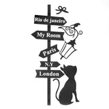 2018 Cute Nordic Style Street Lights Signs Cat Wall Sticker Waterproof Removable Kids Room Wall Stickers Decals Home Decoration - one46.com.au