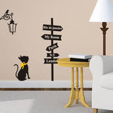 2018 Cute Nordic Style Street Lights Signs Cat Wall Sticker Waterproof Removable Kids Room Wall Stickers Decals Home Decoration - one46.com.au