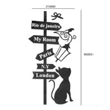 2018 Cute Nordic Style Street Lights Signs Cat Wall Sticker Waterproof Removable Kids Room Wall Stickers Decals Home Decoration - one46.com.au