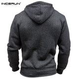 INCERUN Autumn Hoodies Men Hombre Zipper Jacket Hoodie Sweatshirt Slim Fit Hoody Coat Pullover Coat Men Winter Clothes - one46.com.au